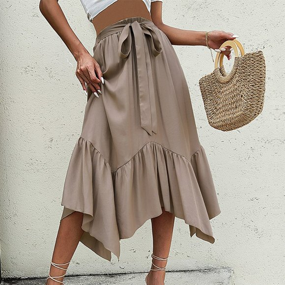 Passion of Essence Dresses & Skirts - Lace Up Asymmetric High Waist Skirt